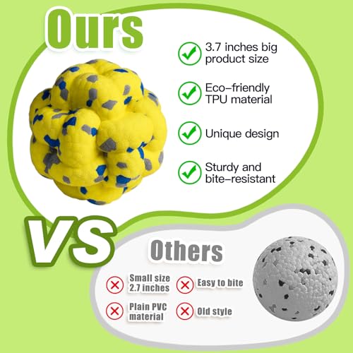Moonorange Upgrade Dog Balls Interactive Toys for Aggressive Chewers, Indestructible Tennis Durable Bouncy for Fetch Game, Lightweight Floating, Yellow - color: Yellow-Yarnball