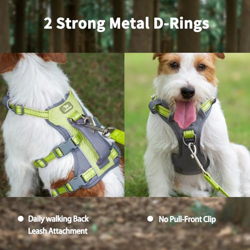 Huntboo Reflective Dog Harness with Handle, Escape Proof, No Slip, Breathable, Lightweight, Adjustable Lift Harness for Small,Medium,and Large Dogs Walking, Training, and Running Gear(Bright Green,XS) - color: Bright Green, size: X-Small(Pack of 1)