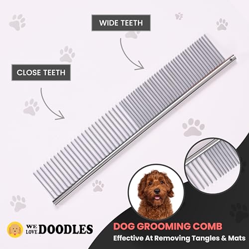Dog Grooming Scissors Kit - Best Tools for Goldendoodles & Poodles- Straight, Curved & Thinning Shears - Golden Doodle Grooming Professional Grade Stainless Steel, 4 Pc Set (Long Silver) - size: Long