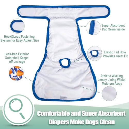 wegreeco Washable Reusable Premium Dog Diapers,Pack of 3,Small Dog Puppy & Doggy Diapers Female,Dog Period Panties Diapers Female in Heat Fruits S - color: Fruits, size: Small