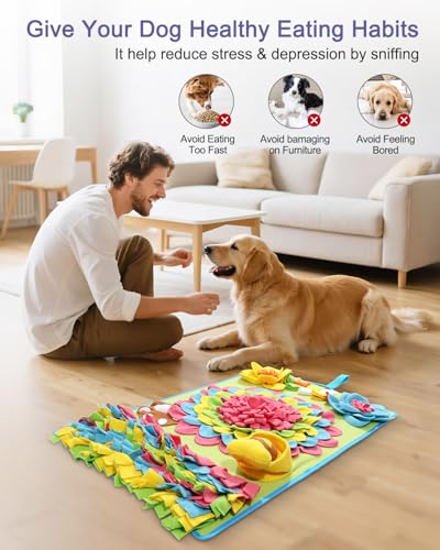 Snuffle Mat for Dogs -30.7 * 18.9inch Pet Treats Feeding Mat, Interactive Dog Puzzle Toy for Boredom, Dog Feeding Mats for Slow Feed, Relieve Anxiety, Encourages Natural Foraging Skills - size: 30.7*18.9in