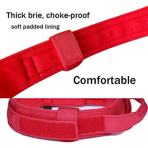 Tactical Dog Collar and Leash Set Adjustable Military Nylon Dog Collar with Control Handle and Heavy Duty Metal Buckle for Large Dogs(Red M - color: Red SET(collar+leash), size: Medium (Pack of 1)