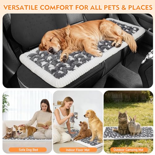 Backseat Dog Bed Mat for Car, Non-Slip Scratch-Resistant Dog Car Seat Cover, Soft Thick Pet Travel Cushion, Washable Back Seat Protector Blanket for Cars SUVs Trucks, 53 x 24 Inches - color: Grey Star Pattern