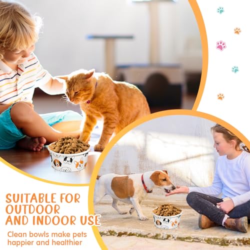 Mifoci 100 Pcs Disposable Dog Bowls 1.5 Cups Pets Disposable Feeding Bowls for Dogs and Cats Pets Paper Travel Cups for Small Medium Dogs Cats Puppy Kitten Dry or Wet Serving Food Water(Lovely) - style: Lovely