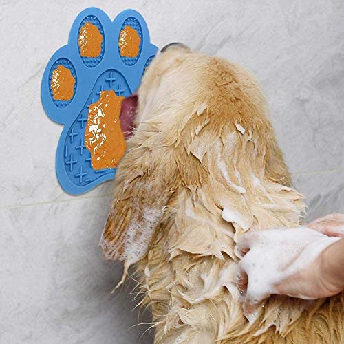 Licking Mat for Dog Anxiety - Peanut Butter Slow Feeder Bowl, Pad With Strong Suction to Wall for Pet Bathing, Grooming, and Training (Blue) - color: Blue