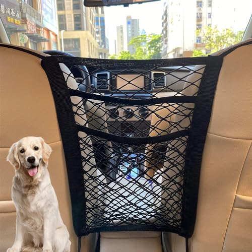 Dog Car Net Barrier Pet Barrier,Barrier of Back Seat Pet Kids,Cargo Tissue Purse Holder, Baby Stretchable Storage Bag Universal for Cars, SUVs, Vans Traveling (3-Layer) - size: 3-Layer