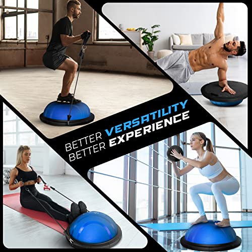 Yes4All Combo Half Ball Balance Trainer Balance, Massager Roller for Yoga, Pilates, Stretches - color: A2. Blue/Black with Hook