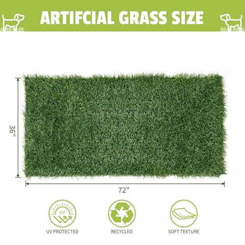 Grass Pad for Dogs, 72" x 36" Artificial Turf for Pets Potty Training, Fake Grass Mat with Drainage Holes, Easy to Clean, Large Turf Rug Outdoor Indoor Use - size: 72"L x 36"W