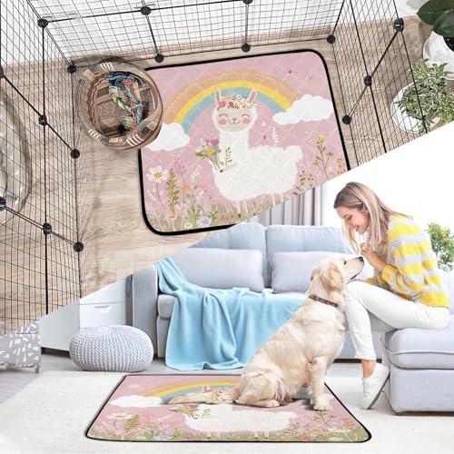 Qilmy Llama Pet Mat, Waterproof Reusable Dog Training Pad Anti-Slip Pet Creat Pad for Small Medium Large Dogs and Cats - size: Medium+Large