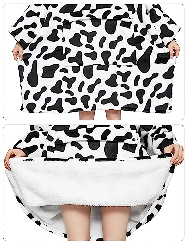 KFUBUO Wearable Blanket Hoodie for Adults Sherpa All Patterns Oversized Sweatshirt Blanket with Pockets Printing-dairycow - color: Printing-dairycow, size: Adult