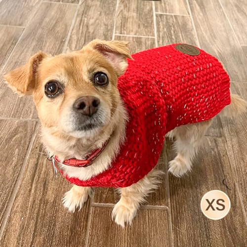 KYEESE Dog Sweater with Leash Hole Warm Pullover with Reflective Yarn for Small and Medium Dogs Male Soft Knit Pullover Boy Dog Coats Cozy Lightweight Thick Sweater,Red,Large - color: 4# Red, size: L (30-45lbs)