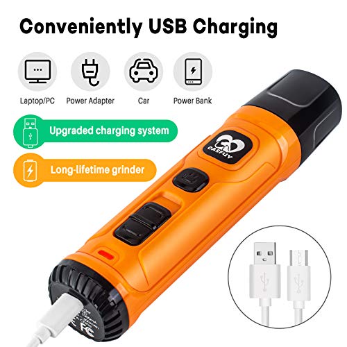 Casfuy Dog Nail Grinder with 2 LED Light - New Version 2-Speed Powerful Electric Pet Nail Trimmer Professional Quiet Painless Paws Grooming & Smoothing for Small Medium Large Dogs and Cats (Orange) - color: A-Orange