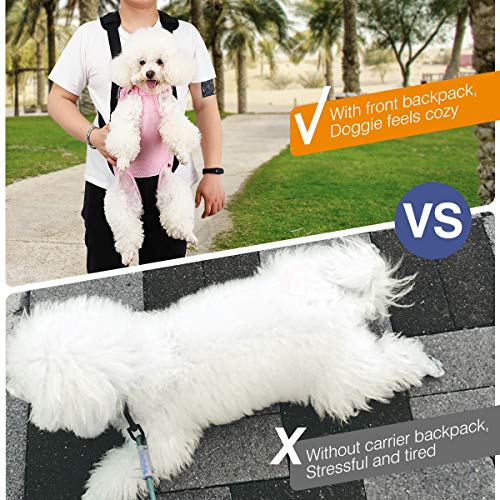 Pawaboo Adjustable Carrier Backpack for Dog Cat, Pet Front Dog Carrier Purses Cat Travel Bag, Legs Out, Easy-Fit for Traveling Hiking for Small Dogs Cats Puppies, M, Pink - color: A-Pink, style: Medium (Pack of 1)