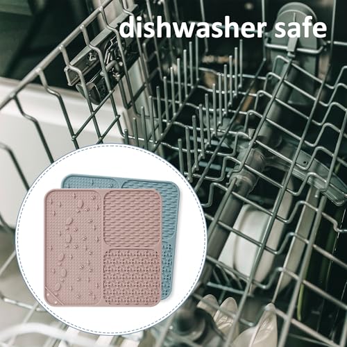 Lick Mat for Dogs(2pcs, Large, 7.9") Easy Clean Silicone Licking Pad Slow Feeder for Pets Cats with Suction Cups, Enrichment Accessories Anxiety Boredom Relief, Keep Them Busy for Bathing