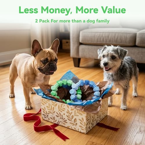 BoYoYo 2 Pack Dog Toys for Aggressive Chewers, Indestructible Dog Toys for Large Breed, Durable Chew Toy for Dogs to Keep Them Busy, Ring Toy for Trainging & Cleaning Teeth, Milk Flavored