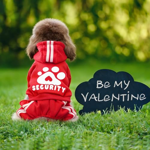 Dog Hoodie Security Clothes 4 Legs Jumpsuit Sweatshirt Hoodies Soft & Warm Dog Outfit Pullover Dog Winter Clothes Sweater for Small Medium Large Dogs Cats (Red, Large) - color: Red, size: Large