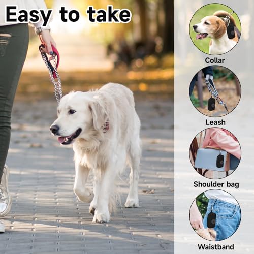 Black Dog Poop Bag Holder for Leash, Soft Fabric Zipper Doggy Waste Dispenser with Large Opening, Slim Pet Poop Carrier with Metal Carabiner Clip for Retractable Leash Walking Accessories (Black)