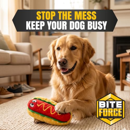 Bite Force - Durable & Strong Dog Toy Wieny Wiggle with Squeaker, Kevlar-Reinforced Seams for Aggressive chewers- red. - color: Regular - Wieny Wiggle