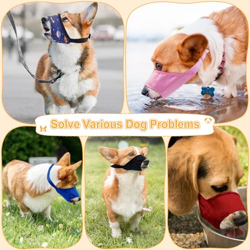 Coppthinktu Dog Muzzle Suit - 7PCS Adjustable Muzzles for Small, Medium & Large Dogs - Soft, Comfortable Mouth Cover for Long Snout - color: AB-Pink
