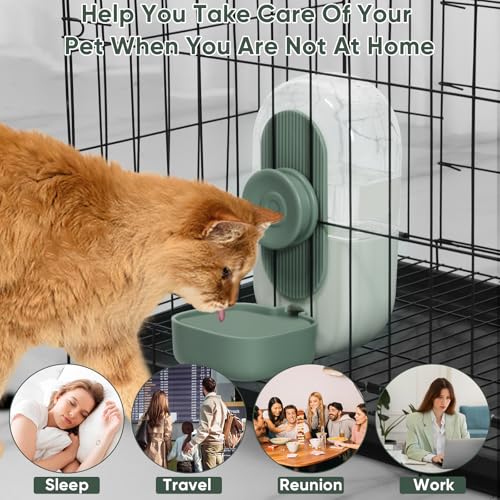 Lemtrflo 28oz Hanging Automatic Water Dispenser,Rabbit Water Bottle,Bunny Guinea Pig Ferret Water Bowl for Cage,Suitable for Small Animal Puppies(Cage Grid Spacing Over 1.2'') (Green) - color: Green