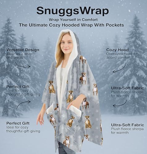 E&S Pets Sherpa Wearable Blanket Hoodie for Women – Soft Fleece Snuggs Wrap – 32 Dog & Cat Breeds – Warm Pet Lover Gifts - color: Pit Bull