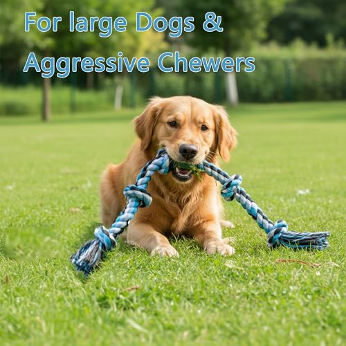 Dog Rope Toys for Large Dogs Aggressive Chewers,Indestructible Cotton Rope for Large Breed Dog, Tug of War Dog Toy, Durable 3ft Dog Toys with 5 Knots - color: colorful-1PCS