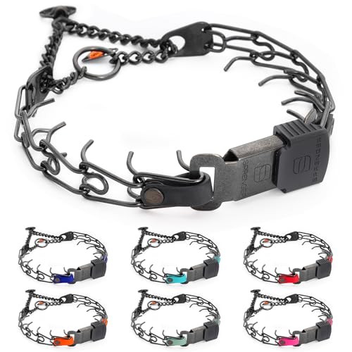 Herm Sprenger Black Stainless Steel Dog Collar with Quick Release ClicLock Buckle and Biothane Insert Training Collar Made in Germany (Black, 16in x 2.25mm(Neck Size up to 13-14in)) - color: Black, size: 16in x 2.25mm(neck size up to 13-14in)