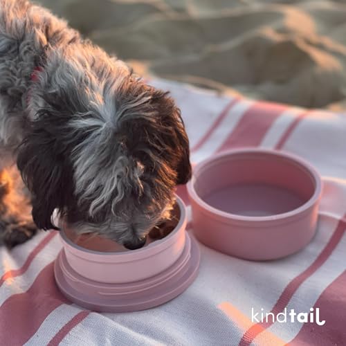 KindTail Dog Travel Bowls - Set of 2 Portable Pet Food & Water Dishes with Lid & Handle - Each Nesting Container Includes a Non-Slip Silicone Base - Microwave & Dishwasher Safe - BPA & Toxin-Free - color: Blue, size: Small