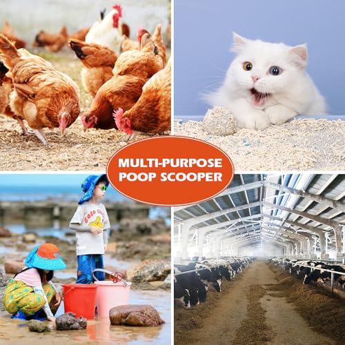 Cat Litter Scoop Metal Mesh, Kitty Scooper for Litter Box Cleaning Speed Sifting, Chicken Poop Scooper for Sand, Litter Sifter Shovel, Dog Coop Pooper Scooper -Stainless Steel Long Handle