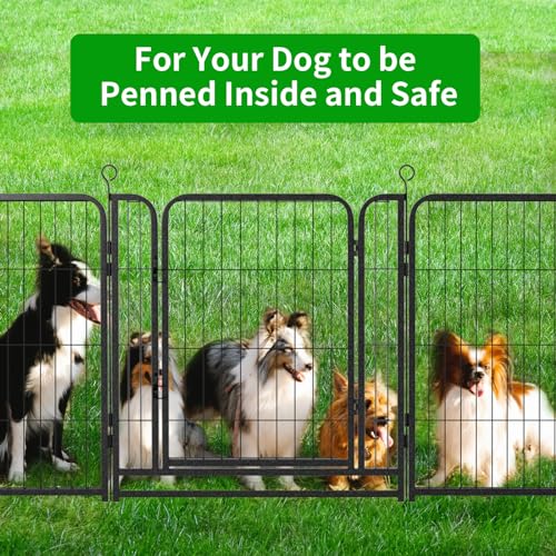 Kfvigoho Dog Playpen Outdoor Extra Wide 12 Piece Panels Heavy Duty Dog Fence 32" Height Anti-Rust with Doors Portable for RV Camping Yard, Total 32FT, 79 Sq.ft, Snowy Black - style: 32"W x 32"H