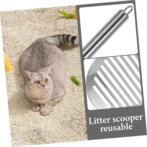 Yardwe 2pcs Stainless Steel Cat Litter Scoop Wide Metal Poop Scooper for Efficient Cleaning Durable Design with High Efficiency Mesh for Litter Box Maintenance