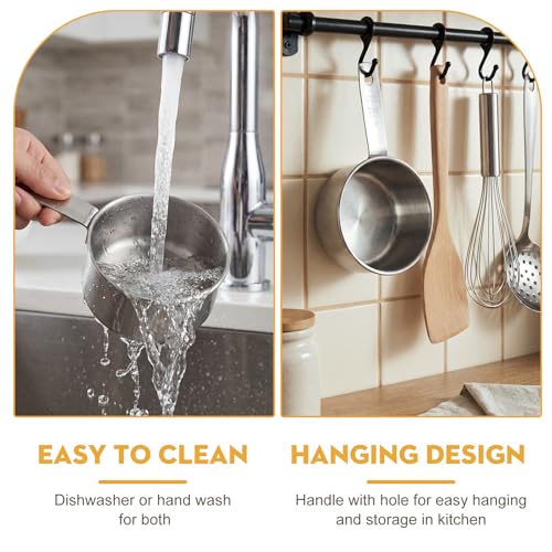 4Pcs 1 Cup Measuring Cup,Stainless Steel Measure Cups Metal Scoops for Wet and Dry Ingredients, Great Kitchen Gadgets for Cooking (1 Cup) - size: 1 Cup