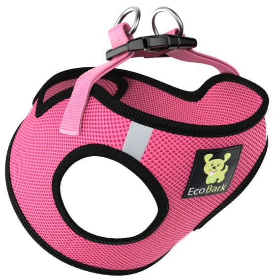 EcoBark Premium Teacup Dog Harness - Luxury Soft Tiny and Toy Breed Harness for Puppy - Mini Step in Vest Body Halter Under 5 lbs (Bubblegum Pink, XXXS) - color: Bubblegum Pink, size: XXXS- 2 to 3 lbs- Chest up to 10 in (Pack of 1)