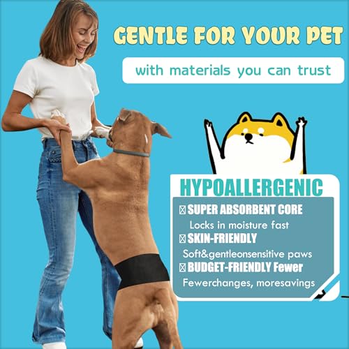 LeapSheep Dog Diaper Liners Pee Pads for Male and Female Dogs, Dog Period Pads, Super Soft Absorbtion Dog Booster Pads Fits Belly Bands, Wraps and Washable Doggy Diapers Female (M, 20) - size: Medium