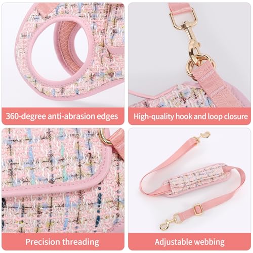 Wakytu Dog Lift Harness Dog Carrier Sling for Small Dogs & Cats,XS | stylish puppy sling carrier with handle & pocket,adjustable leash,walking & travel - color: 2.0 Pink, size: X-Small(2-5 LBS)