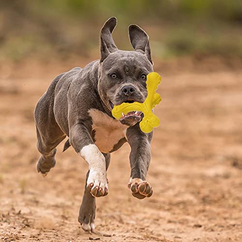 Dog Chew Toys for Aggressive Chewers Large Breed,Indestructible Bones Toy,Durable Cleaning Toothbrush Natural Rubber Dog Toys… (Yellow) - color: Yellow
