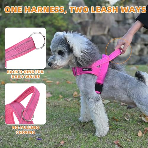 KOOLTAIL No Pull Harness Medium Size Dog with Handle, Easy Walk Puppy Vest Harness Neck & Chest Soft Paded Adjustable, Reflective & Lightweight Escape Proof Breathable Mesh Pet Running Harness, Pink M - color: Pink, size: Medium