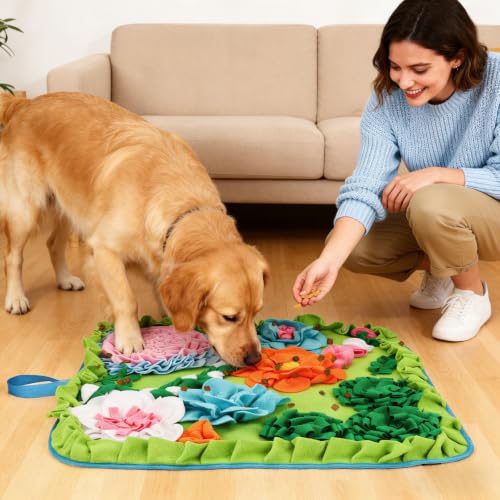 Vextronic Snuffle Mat for Dogs, Large Breed Slow Feeder Interactive Toy | 25x25-inch washable mat. Sparks natural foraging. Eases anxiety. Slows gulping at meals. Fits small to large pets. Lime. - color: Lime