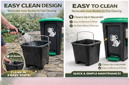 Outdoor Pet Waste Station with Lid, Removable Inner Bin, Hands-Free Pedal and Bag Dispenser