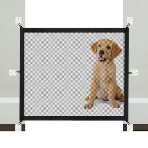 NWK Magic Dog Gate for Stairs Pet Gate for The House Providing a Safe Enclosure for Pets to Play and Rest, 6 Hooks Design (50'' X 30'') - size: 50'' X 30''