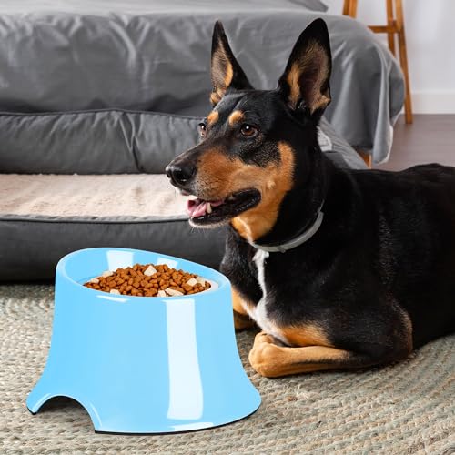 Tilted Elevated Dog Bowls Non-Slip & Non-Spill Pet Feeder with Elevated Detachable Melamine Stand, High Capacity Tilted Dog Bowl for Medium Small Size Dogs M/2 Cup Sky Blue - color: Blue, size: M/2 Cup