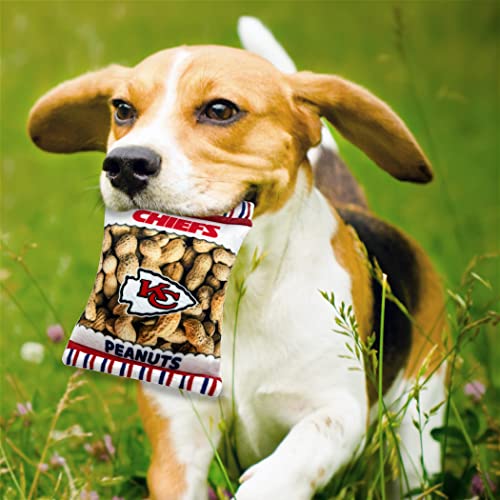 Pets First NFL Kansas City Chiefs Crinkle FINE Plush Dog & CAT Squeak Toy - Cutest Stadium Peanuts Snack Plush Toy for Dogs & Cats with Inner Squeaker & Beautiful Baseball Team Name/Logo Small - color: Kansas City Chiefs, style: STADIUM PEANUTS SNACK
