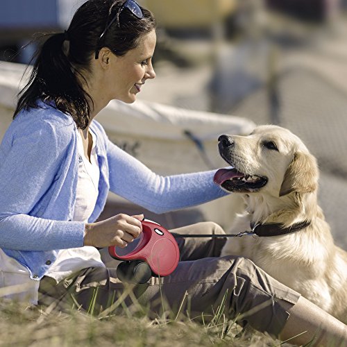 FLEXI New Classic Retractable Dog Leash (Cord), 26 ft, Small, Pink - size: Small 26 ft - 26 lbs