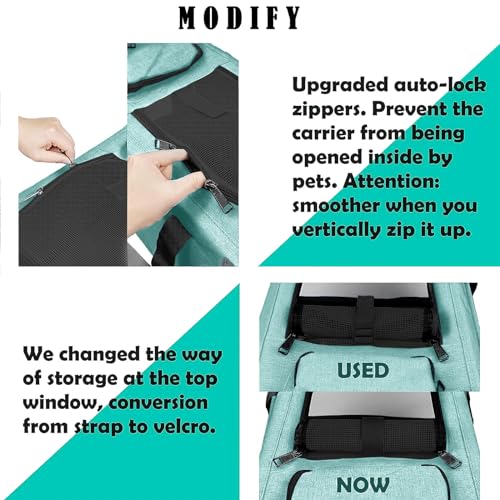 GAPZER Small Dog Carrier for Puppy Yorkshire Softshell Car Transport Chihuahua Carry Cage 18-inch Collapsible Doggie Vet Visit Crate Easy Load Roomy Pet Carrier Bag Kennel Dog Essentials Teal - color: Turquoise