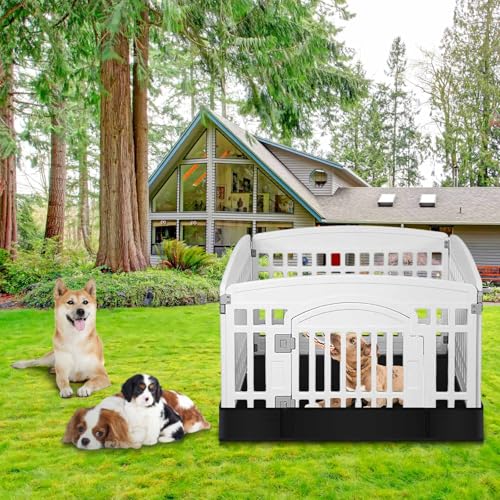 Marsui Dog Playpen Bottom Pad Fits for 36 Inch 4 Panels Pet Exercise Mat Puppy Crate Pad Reusable Washable Pet Training Pee Mat Hoop and Loop Design, Playpen Not Included (Black,Solid Color) - color: Black, style: Solid Color