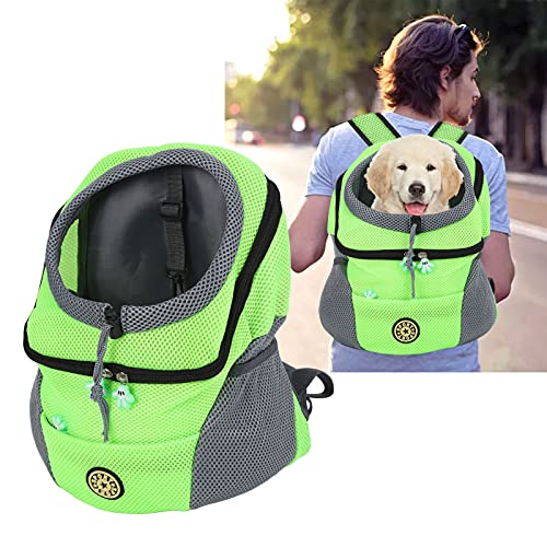Pet Knapsack Backpack, Dog Carrying Bag with Ventilation Window, Spacious Oxford Cloth Pet Carrier for Small Dogs, Adjustable Padded Straps and Removable Cushion (Green) - color: Green