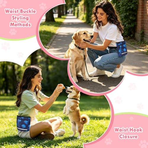 Jellyfish Water-Resistant Dog Treat Pouch, 3 Ways to Wear Treat Bag with Magnetic Closure & Reflective Strip, Hands-Free for Pet Training, Walking