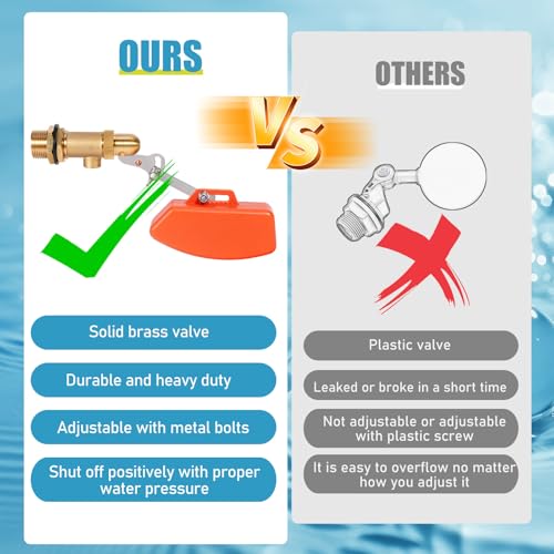 Brass Float Valve 3/4 Inch, Livestock Water Tank Float Valve Switch Brass Float Ball Valve Shut Off Pool Auto Fill Valve for Automatic Waterer - style: 3/4" Orange