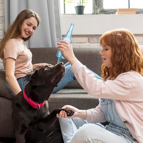 Water Bottle Dog Toy for Aggressive Chewers,Ball in Bottle Rubber Dog Toy,Cute Interactive Pet Rubber Cruncher for Dogs Aggressive Chewers Large/Medium/Small(Blue) - color: Blue