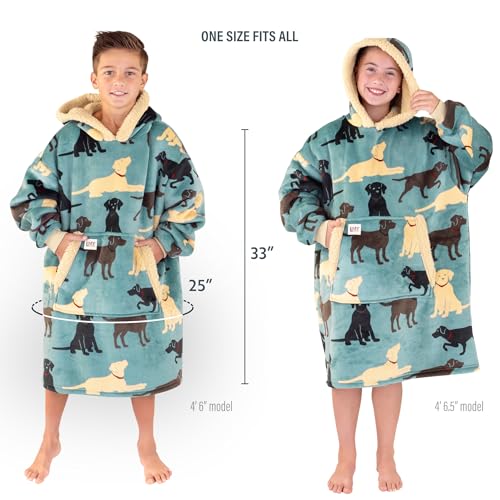 LazyOne Oversized Kid Blanket Hoodie, Oversized Hoodies for Girls and Boys, Wearable Blankets - color: Labs Kid Blanket Hoodie